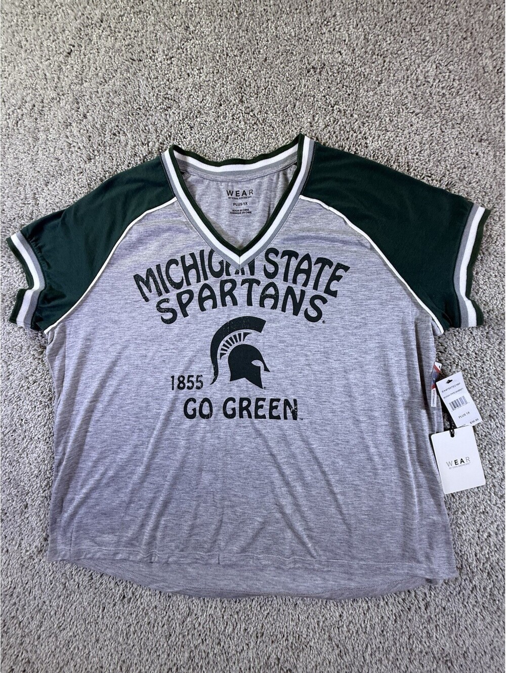 Women’s Michigan State Spartans Grey WEAR by Erin Andrews 1X  T-shirt NWT